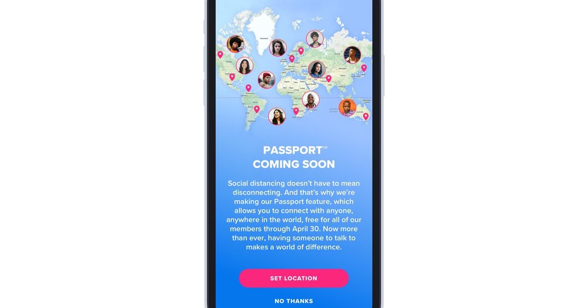 Tinder is letting everyone swipe around the world for free to find quarantine buddies