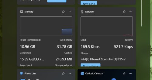 Windows 11 gets some useful widgets for CPU, memory, and GPU monitoring