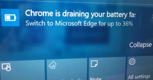Microsoft's war against Chrome battery life now includes Windows 10 notifications