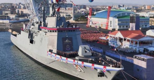 North Korea's huge new warship sinks during launch in front of Kim Jong-un | Wales Online