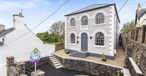 Converted chapel has its own parking turntable and outdoor fireplace