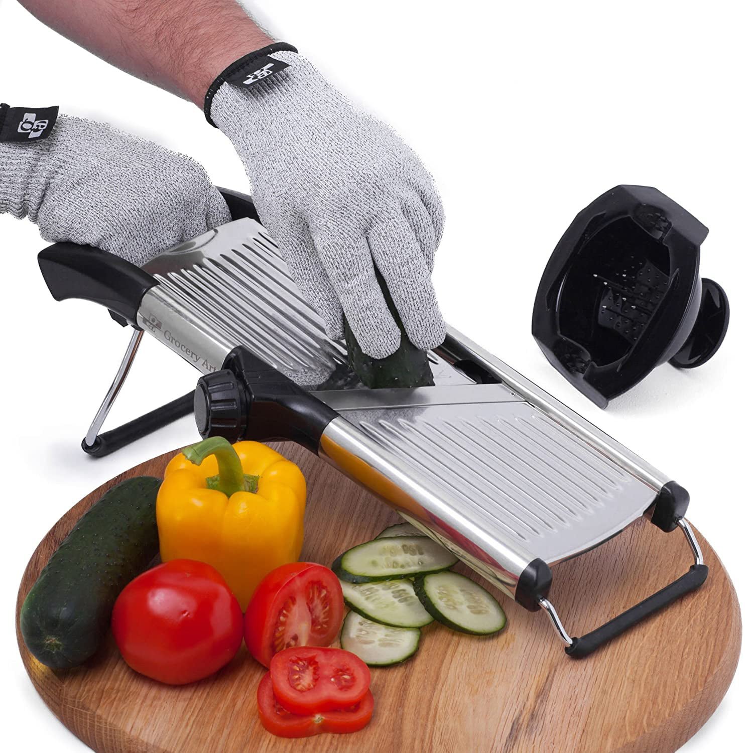 Mandoline Slicer with Cut-Resistant Gloves and Blade Guard