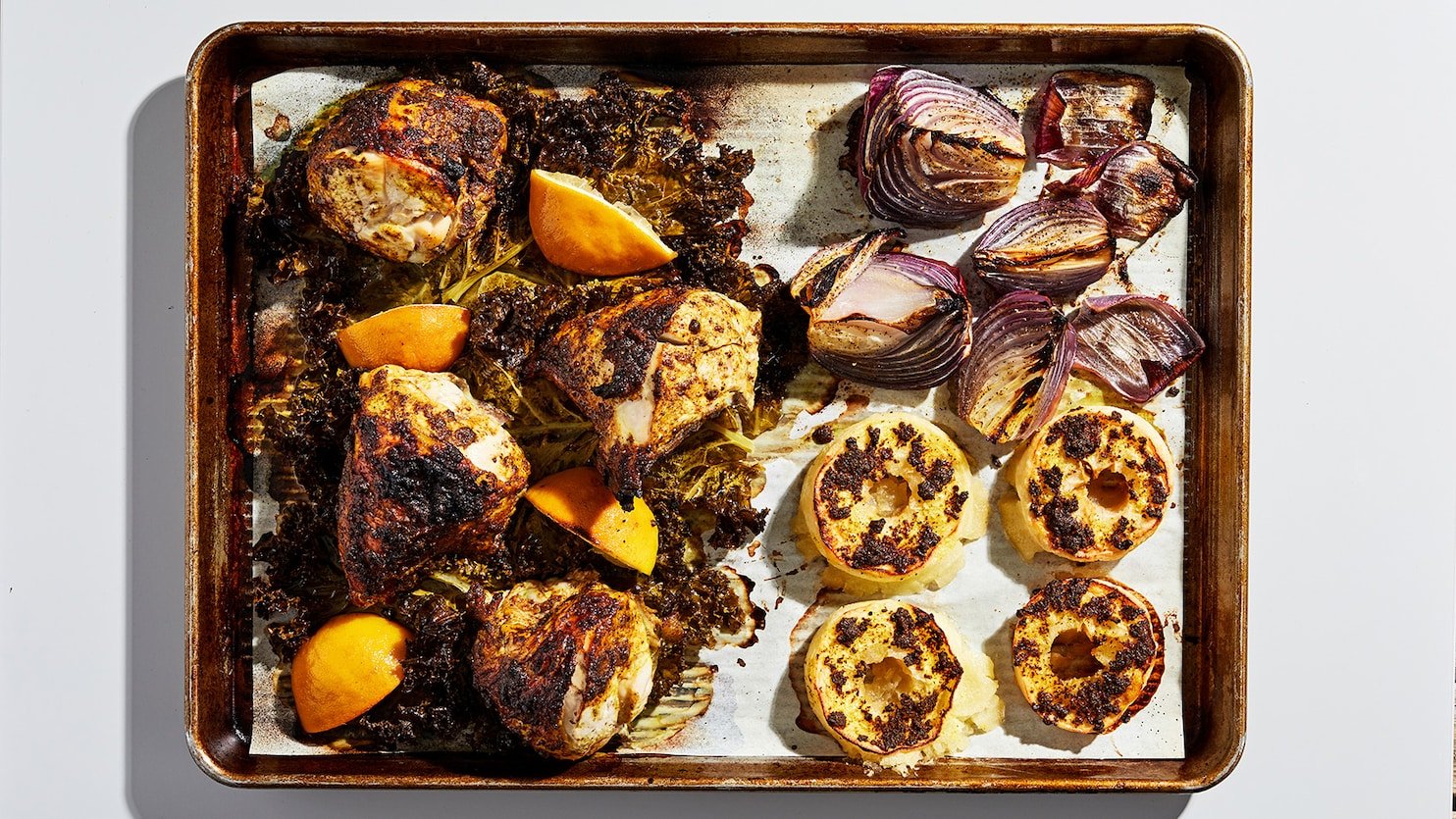 Dorie Greenspan's Sheet Pan Chicken With Apples and Kale - The Washington Post