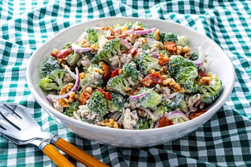 This broccoli and bacon salad is creamy, salty, nutty and made for summer days