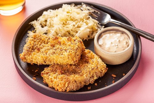 Crispy Tofu Cutlets With Russian Dressing and Sauerkraut