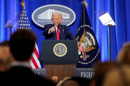Trump visits Justice Department for speech that breaks all norms