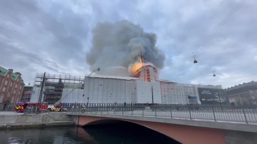 Fire consumes Copenhagen’s 400-year-old stock market building