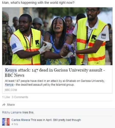 Among social media’s Eiffel towers and peace signs, a months-old story of a terrorist attack in Kenya