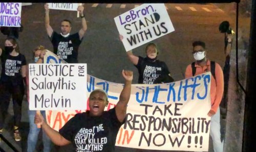 Black Lives Matter protesters hold peaceful demonstration at NBA bubble entrance: ‘LeBron, stand with us’