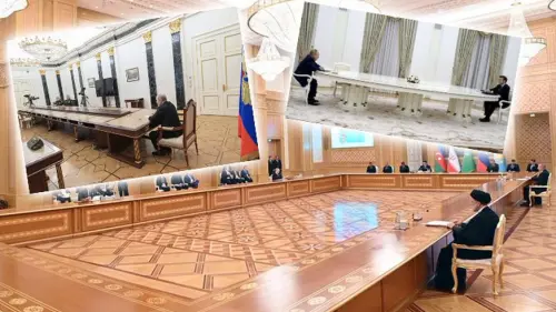 Er hat es wieder getan: Die Welt lacht über Putins Riesen-Tisch