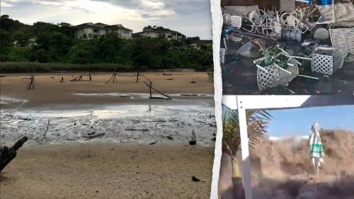 Riesen-Flutwelle überschwemmt südafrikanisches Strandrestaurant