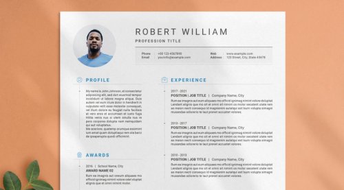 Adobe InDesign Resume Template with Blue Accents