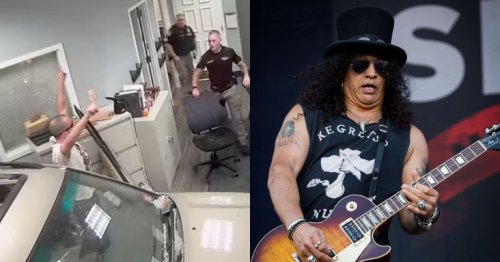 Watch: Man Crashes Car Into a Police Station While Blaring Guns N’ Roses