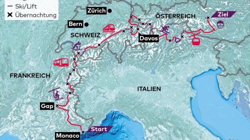 Eine Tour quer durch die Alpen – auf Skiern und mit Gondeln