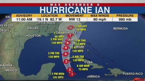 11 A.M. UPDATE: Hurricane Ian gains strength, Tampa Bay still in cone of uncertainty