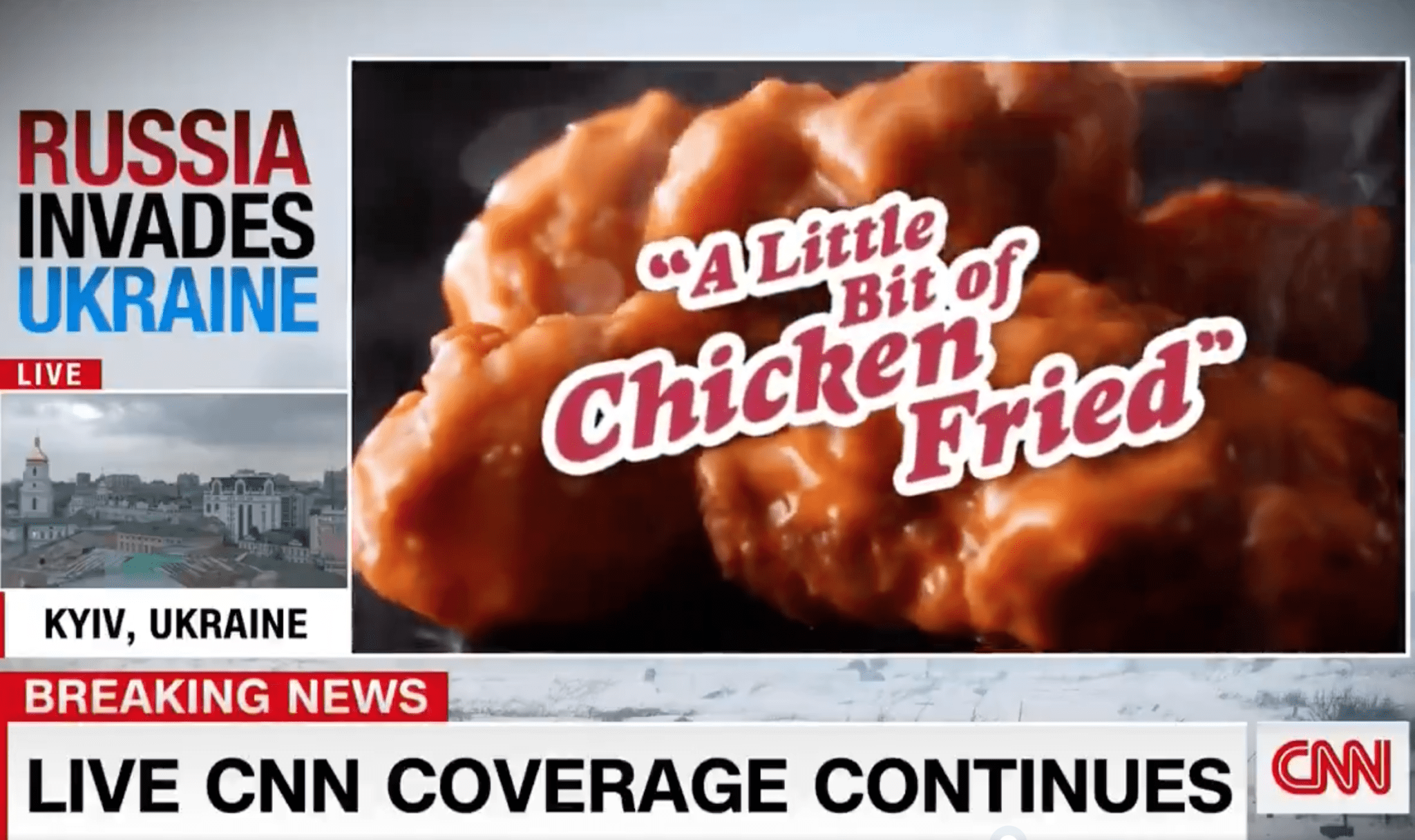 CNN Awkwardly Cuts To Split-Screen Of A Zac Brown Applebee’s Commercial During Coverage Of Russian Invasion Of Ukraine