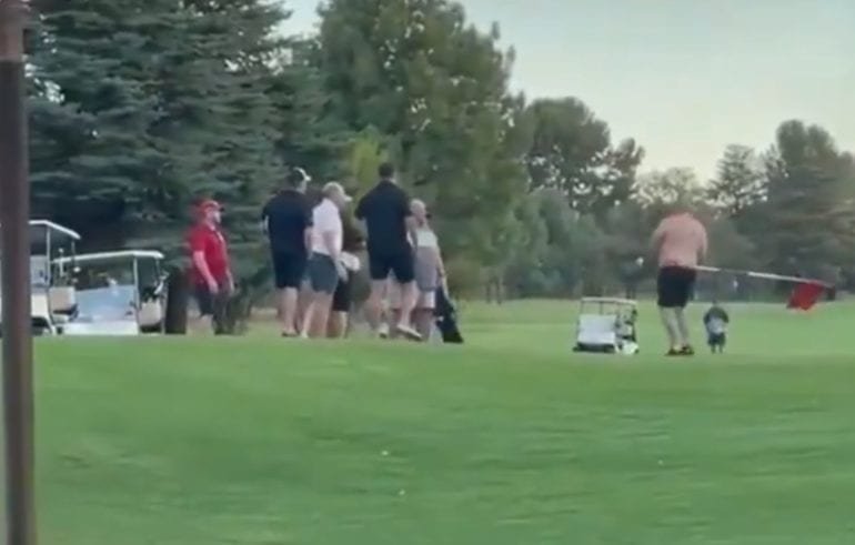 Drunk, Shirtless Dad Wields Flagstick Like A Weapon In Hilarious Golf Course Fight