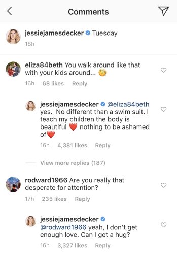 Jessie James Decker Defends Herself After Uproar Over Instagram Post Of Her In Underwear In Front Of The Kids