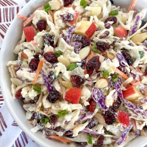 Creamy Cranberry Apple Coleslaw - Whiskful Cooking