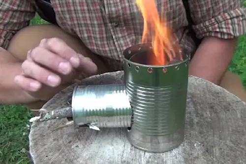 How to make a simple hobo rocket stove to keep warm on your next camping trip