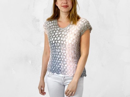 Crochet top pattern (FREE) made with Lion Brand Scarfie yarn