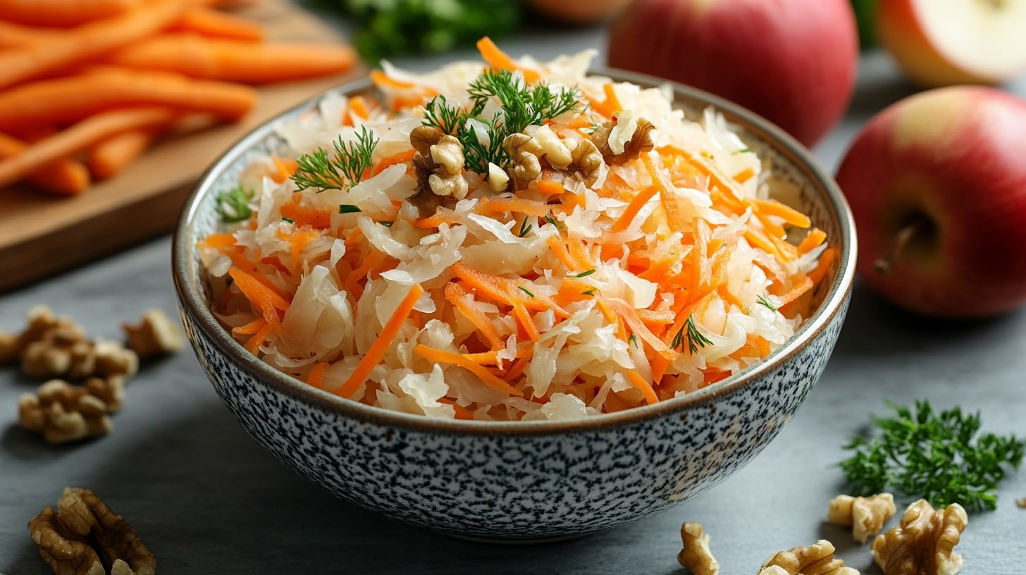 Dieser Salat mit Sauerkraut und Apfel ist unser Highlight im Winter