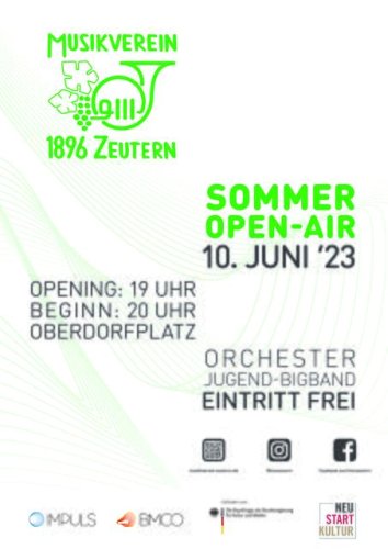 Einladung zum Sommer-Open-Air des Musikvereins Zeutern