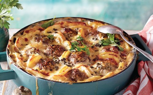 Easy Meatball and Potato Gratin Recipe Combines 2 Classic Comfort Foods In One Supper Sensation
