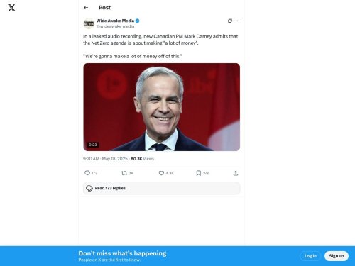 In a leaked audio recording, Mark Carney admits that the Net Zero agenda is about making 'a lot of money'. 'We're gonna make a lot of money off of this.'