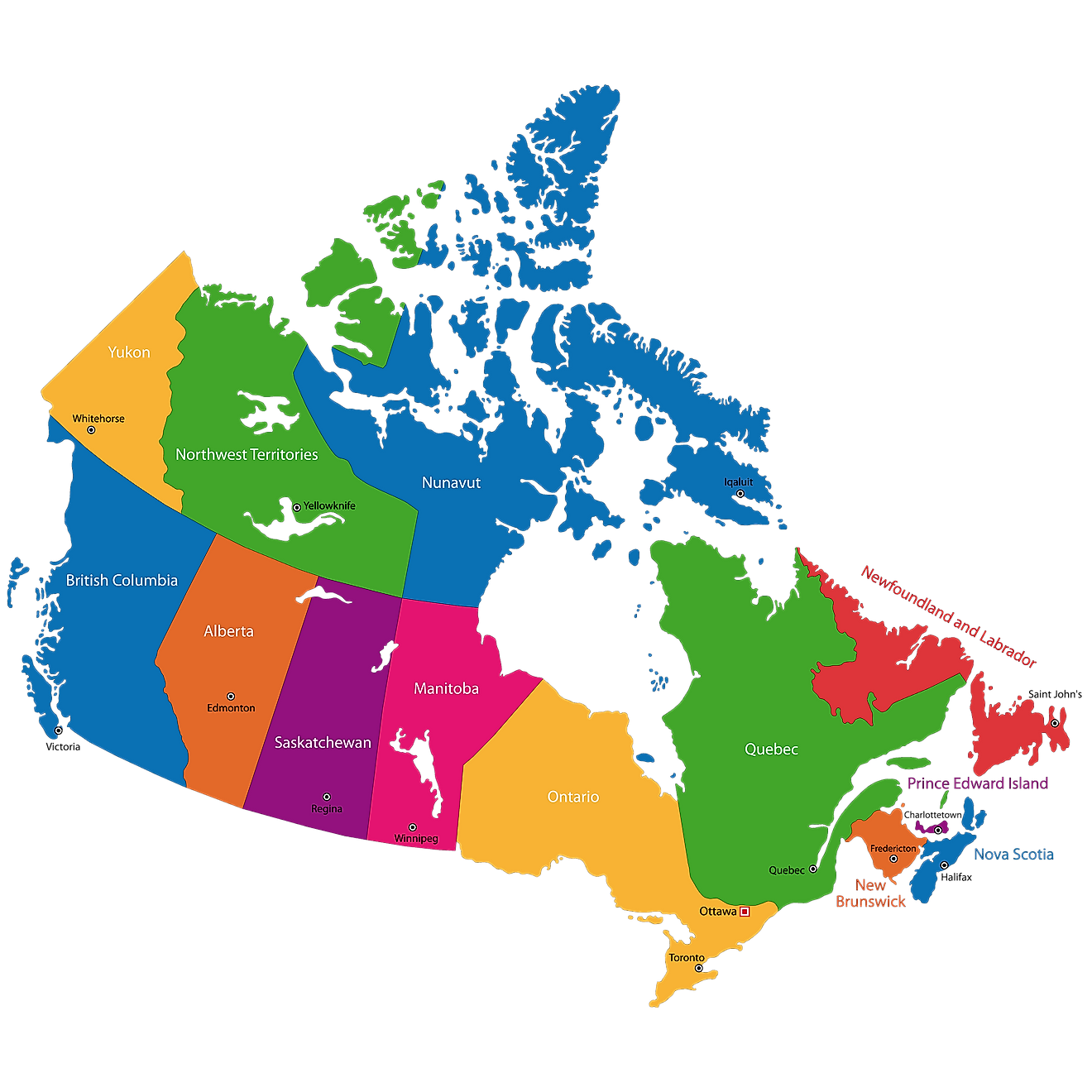 Capital Cities Of Canada's Provinces/Territories