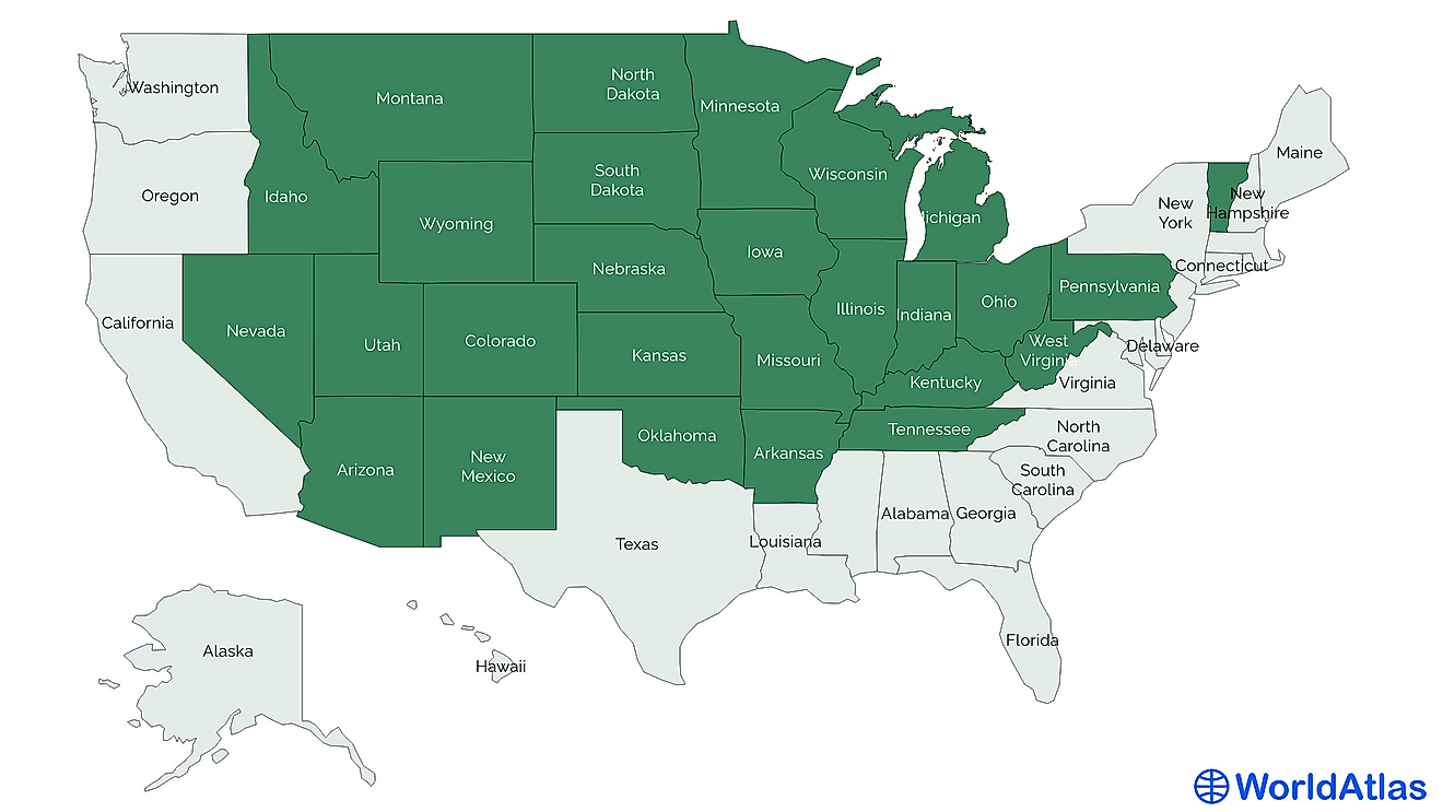 Landlocked States Of The United States