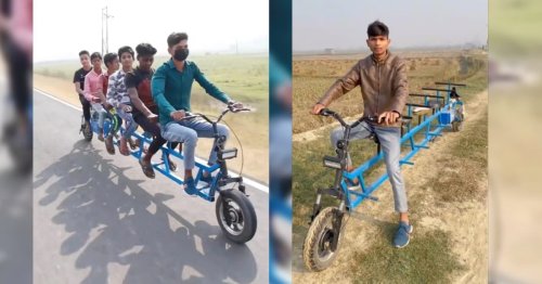 This guy built a six-seater electric bike for $150, and it absolutely rips