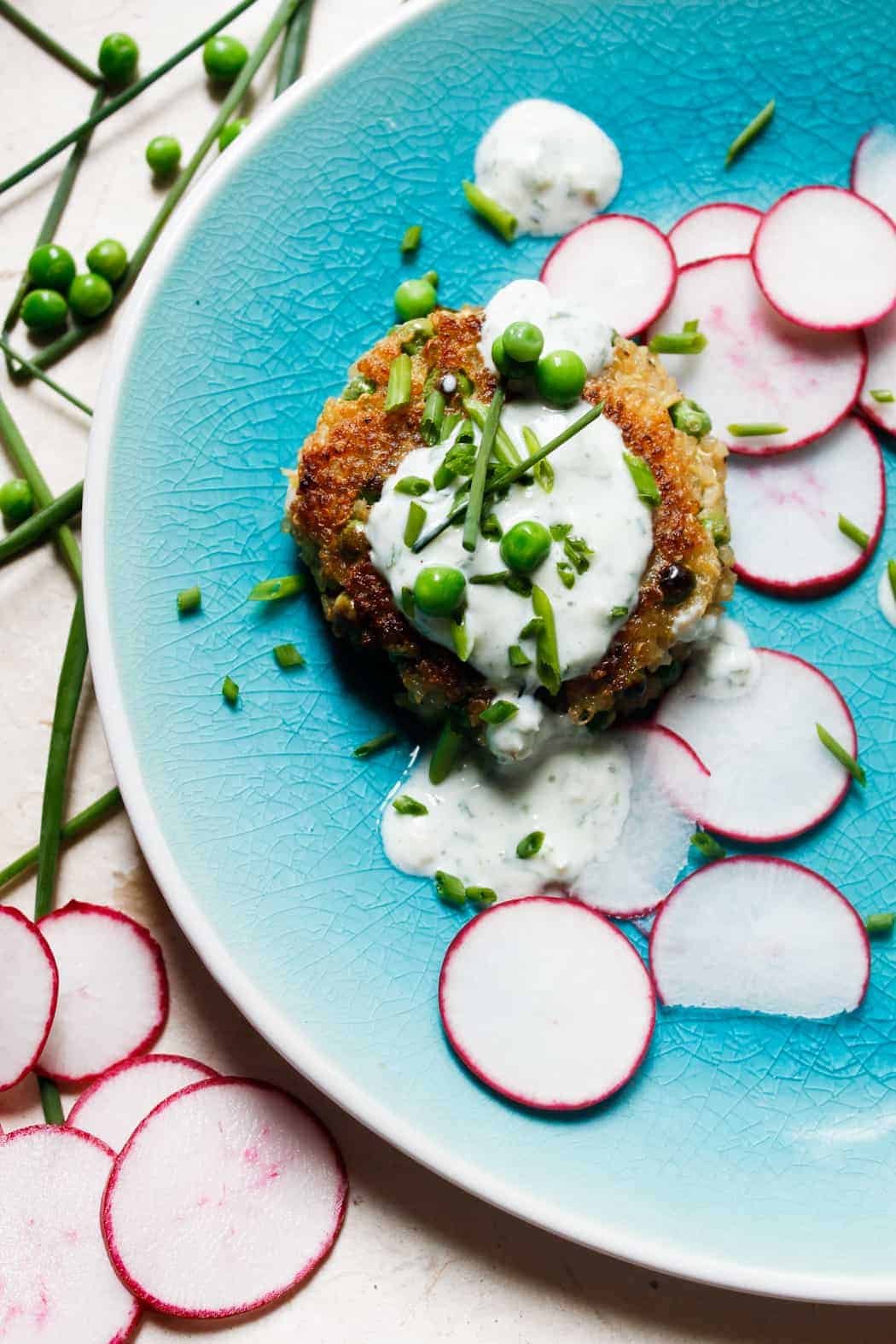 At the Immigrant's Table: Quinoa fritters with peas and feta