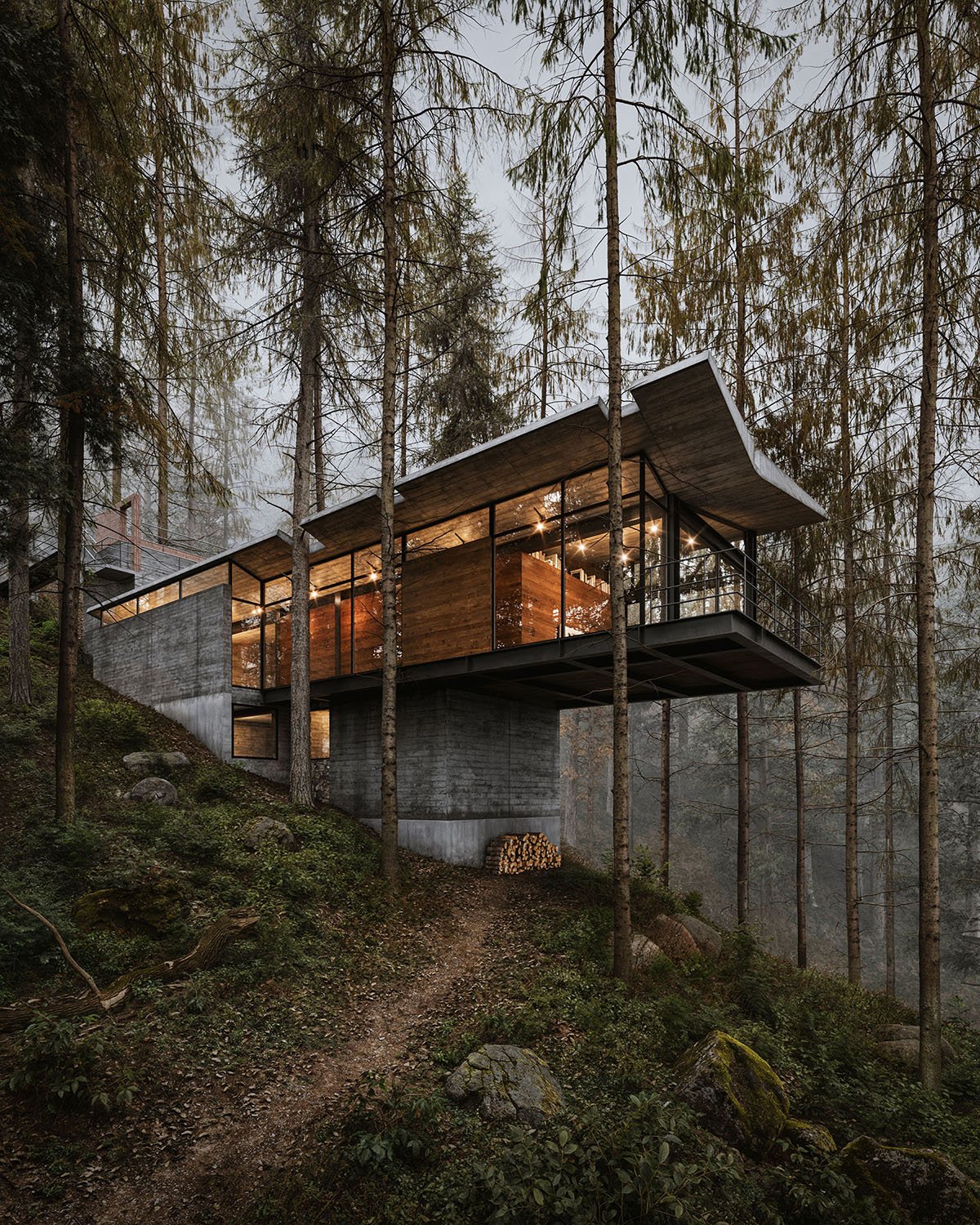 Brutalist Modern Home Built into Forest Hillside | Flipboard