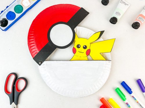 Paper Plate Pokeball and Pokemon Craft