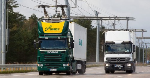 First overhead contact line to charge moving electric trucks is being built on Autobahn in Germany