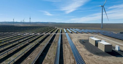 The first 'utility scale' renewable energy plant combining solar and wind generation with battery storage opens in the US