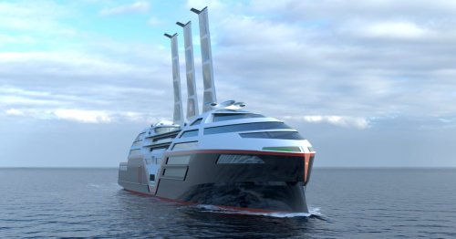 This electric cruise ship will use three giant retractable solar panels to power it at sea
