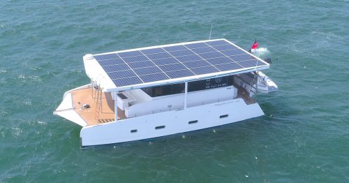 This $500,000 electric yacht can cross oceans on just battery and solar power