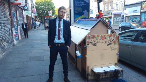 Homeless man who built wooden house on pavement: ‘People understand I’m just in a bad situation’