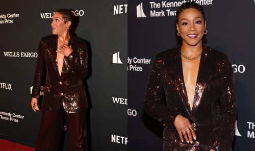 Tiffany Haddish Sparkles in Sequined Retrofête Power Suit at the Mark Twain Prize for American Humor