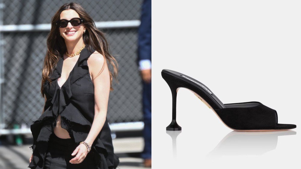 Anne Hathaway Spends Her Summer in Aquazzura Heels, Including a New Fluted Pair