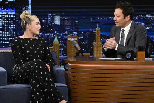 Florence Pugh Goes Backless in Shimmering Jumpsuit With Crystal Embellishments for ‘A Good Person’ Press Tour on ‘Tonight Show’