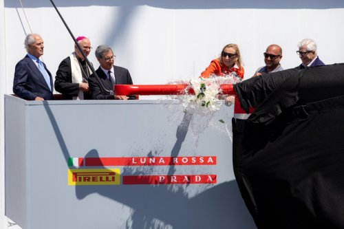 Miuccia Prada Provides Viral Moment Christening Luna Rossa Prada Pirelli Sailboat