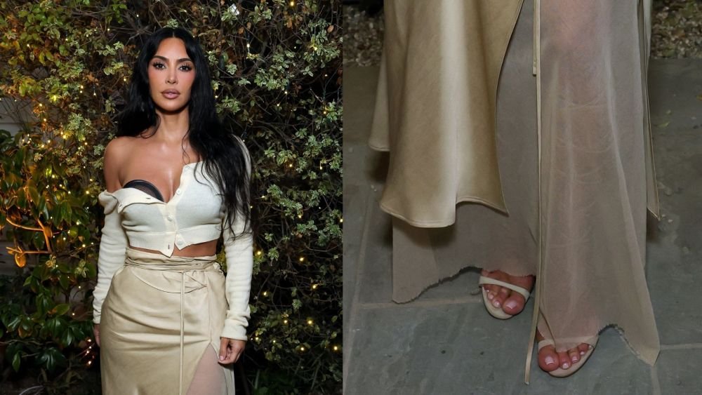 Kim Kardashian Returns to Her Go-to Lace-up Manolo Blahnik Sandals