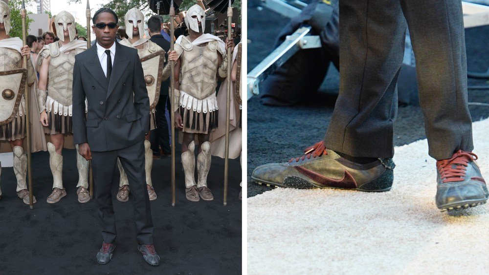 Travis Scott Shows Off His Spin on Nike’s Popular Moon Shoe at ‘The Odyssey’ Premiere