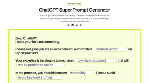Una página gratis para crear prompts profesionales para ChatGPT