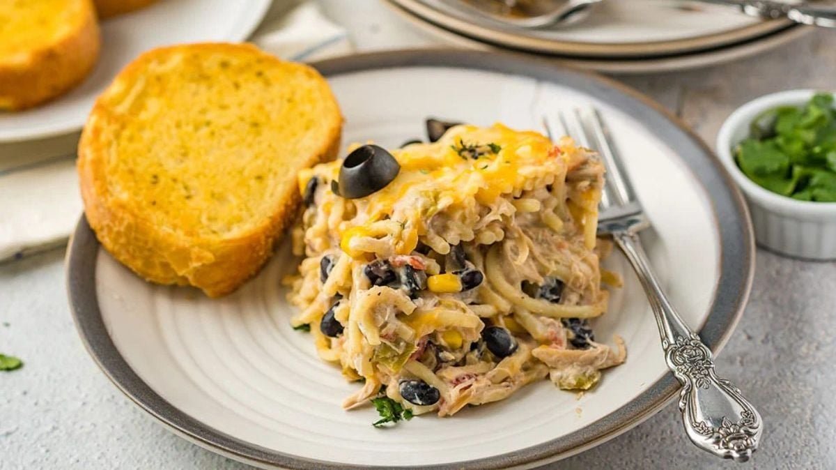Fiesta Chicken Pasta Casserole Bake