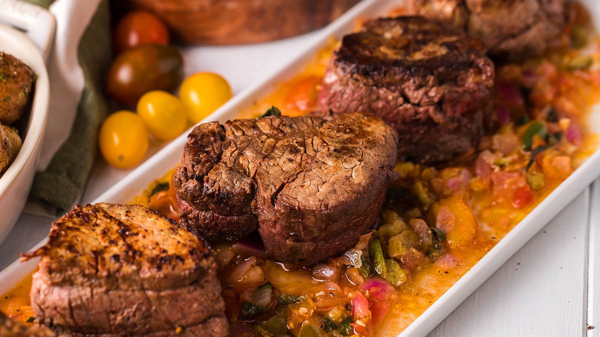 Pan Roasted Beef Tenderloin Medallions with Tomato Relish