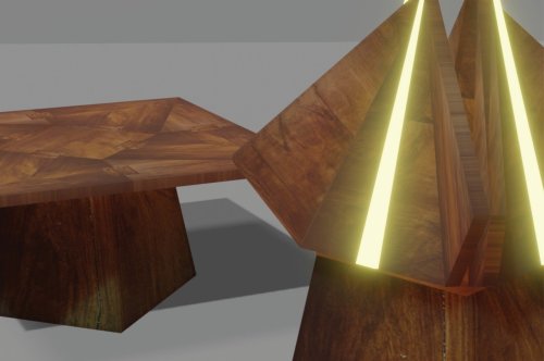 Origami-inspired table concept folds into a lamp to save space